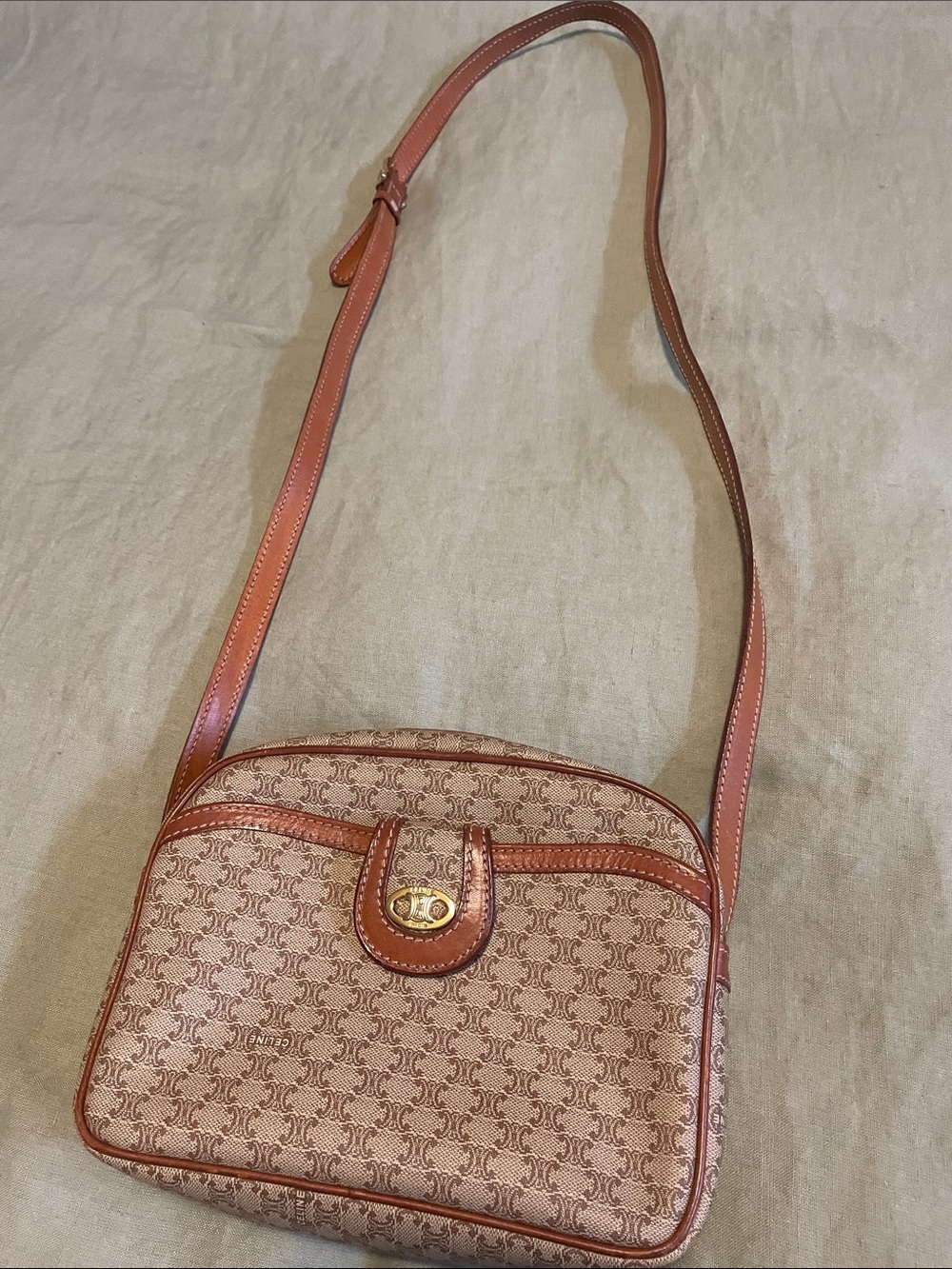 Celine Tan/Brown Monogram Crossbody Bag